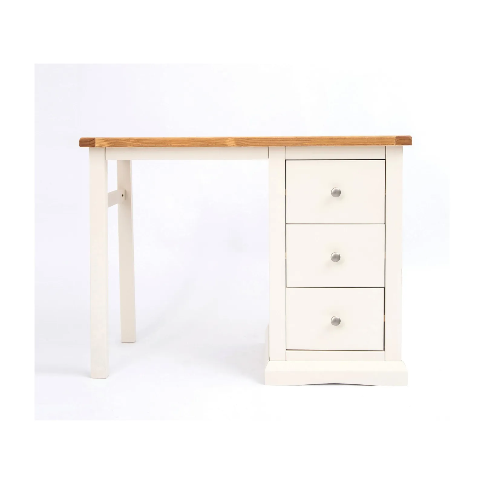 Cabinet Bits Castelli 3 Drawer Desk - Dressing Table Chrome Knob in Off-White