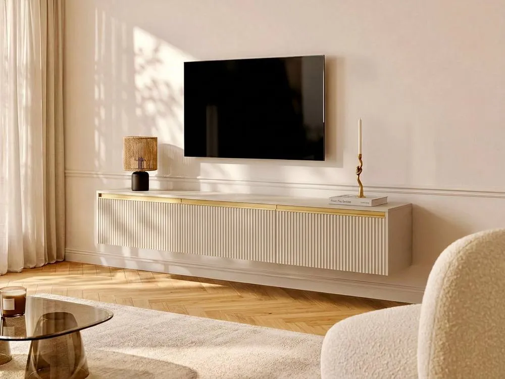 Vente-unique Wall - Mounted Or Freestanding TV Unit With 3 Doors In MDF - Beige and 3