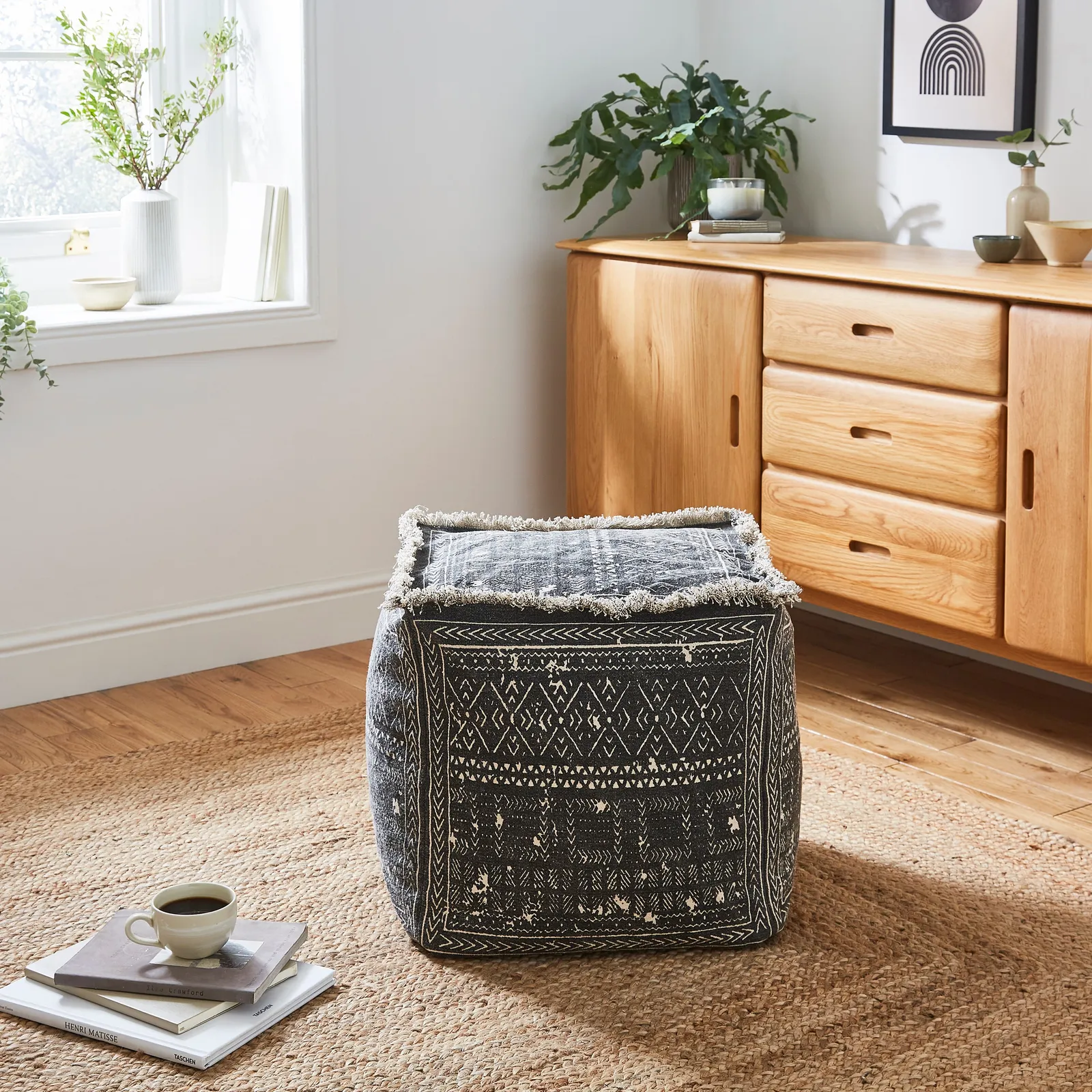 Santiago Grey Pouffe Charcoal