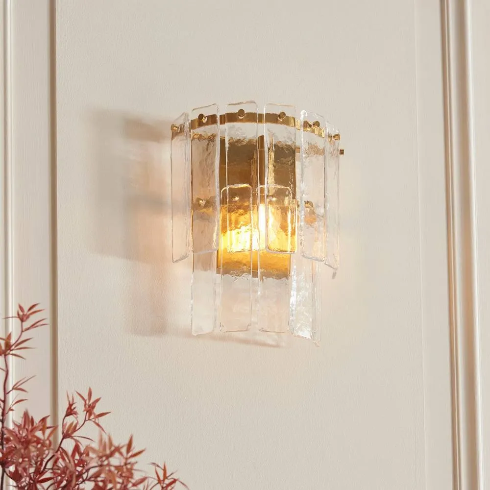 Netlighting Karine Wall Lamp & Handmade Glass E14 in Gold 4
