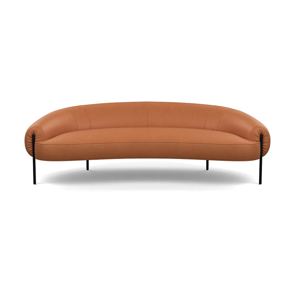 Heal's Isola 3 Seater Linea Leather Brown 680 Black Feet 1