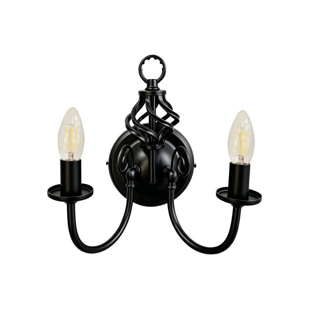 First Choice Lighting Barley Twist - Black Wall Light