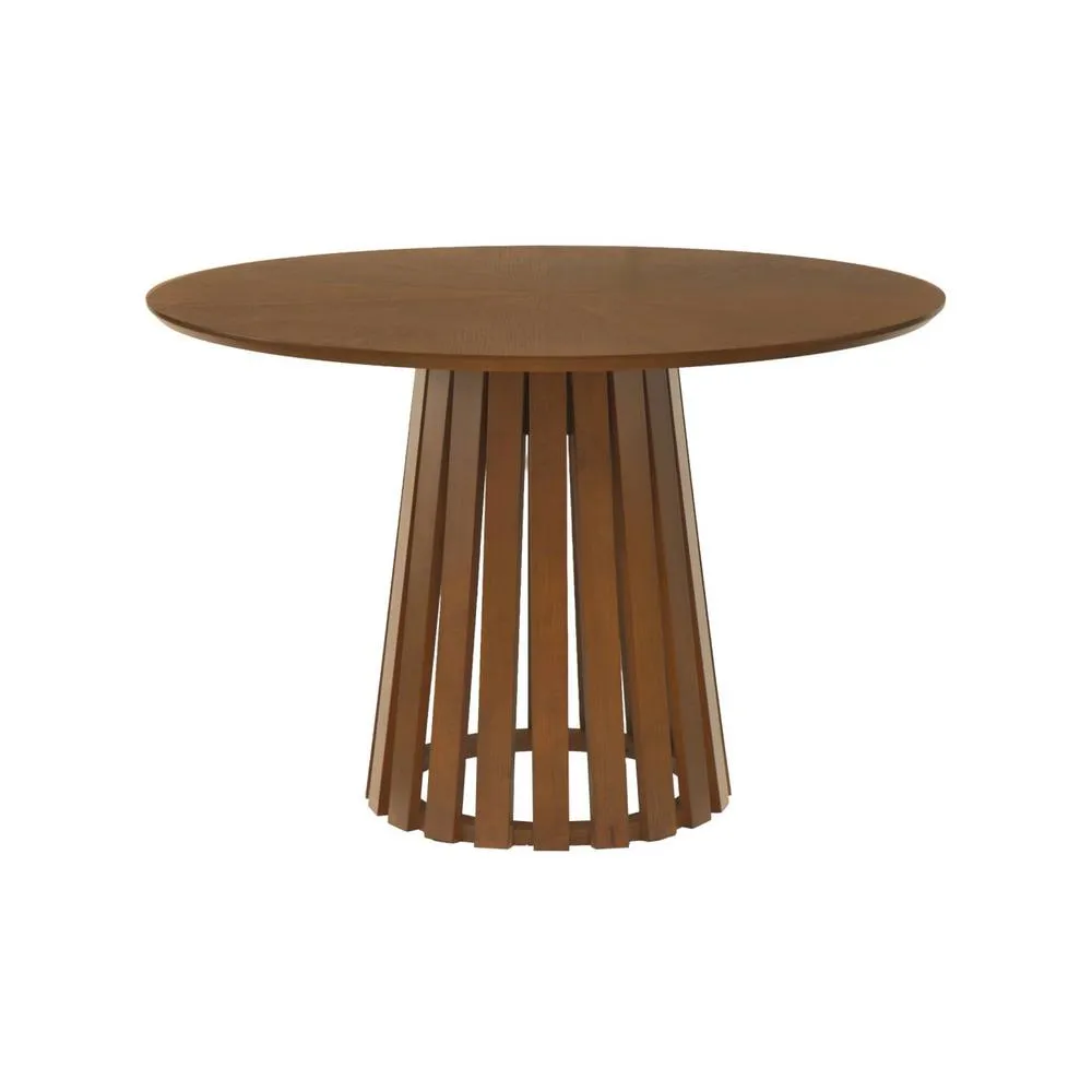 sweeek Round dining table rubberwood & oak veneer, seats 4 in Dark Brown 2