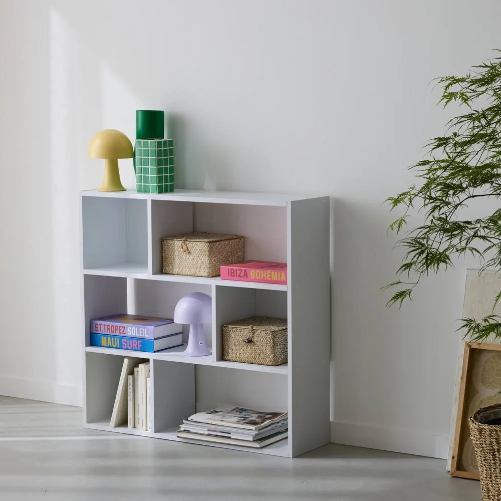 sweeek 3-shelf Bookcase With 6 Compartments in White 4