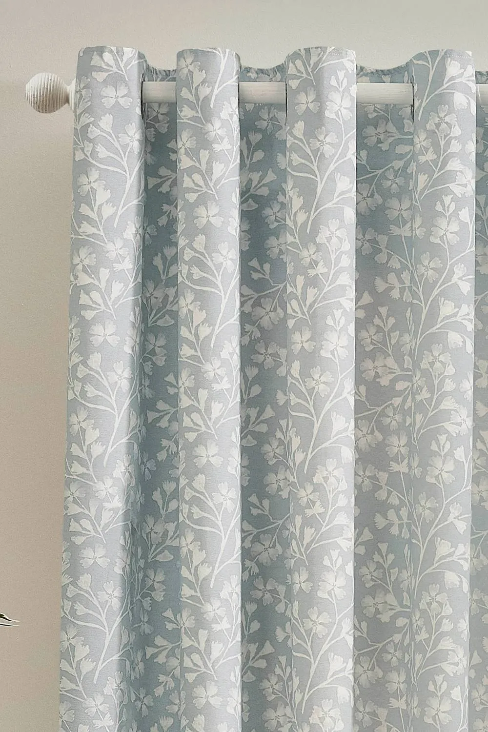 Catherine Lansfield 'Brooke Floral' Lined Eyelet Curtains in Duck Egg Blue 2