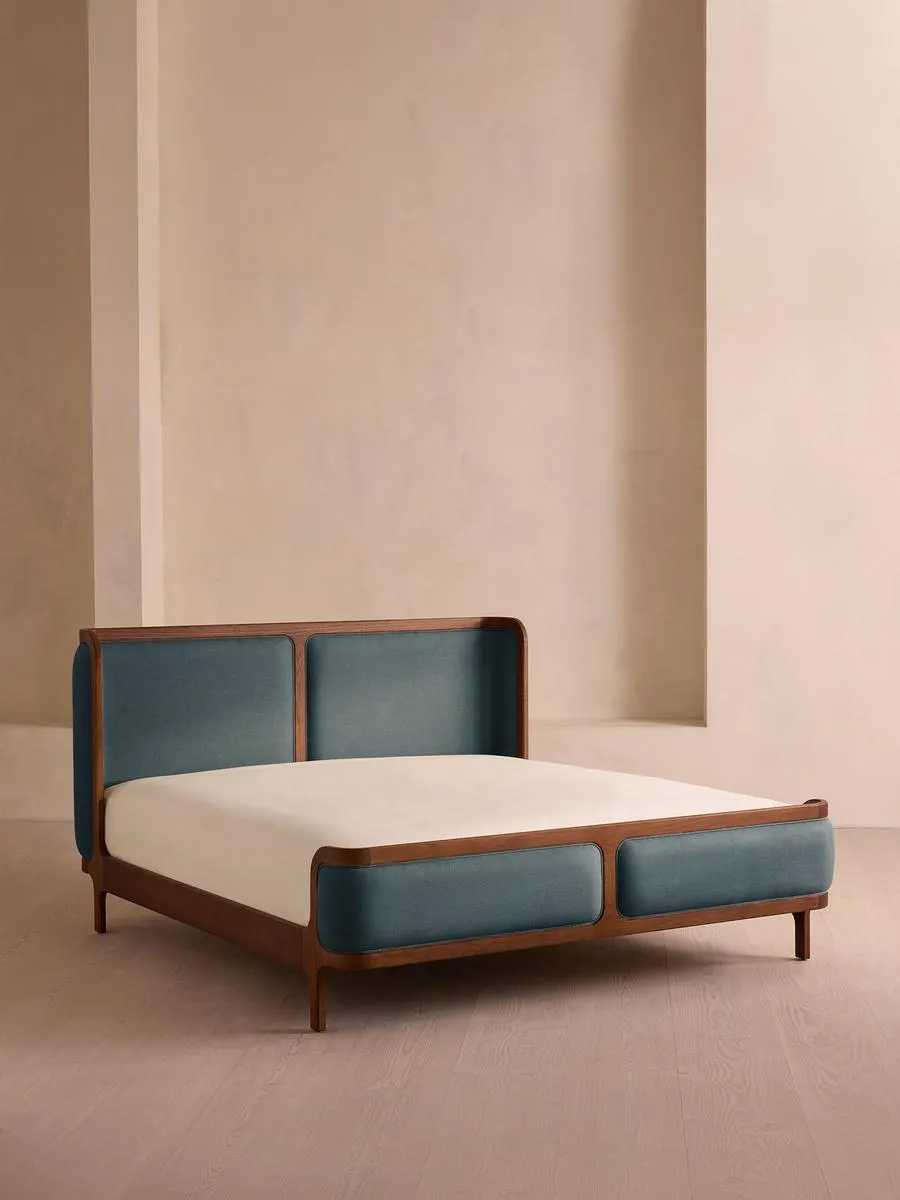 Belsa Bed, Super king, Linen, Prussian Blue
