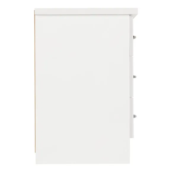 Return - Nevada 3 Drawer Bedside Table, White 6
