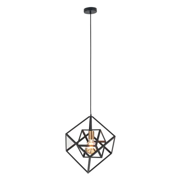 Alessio Matt Black Metal Cube Pendant Light 2