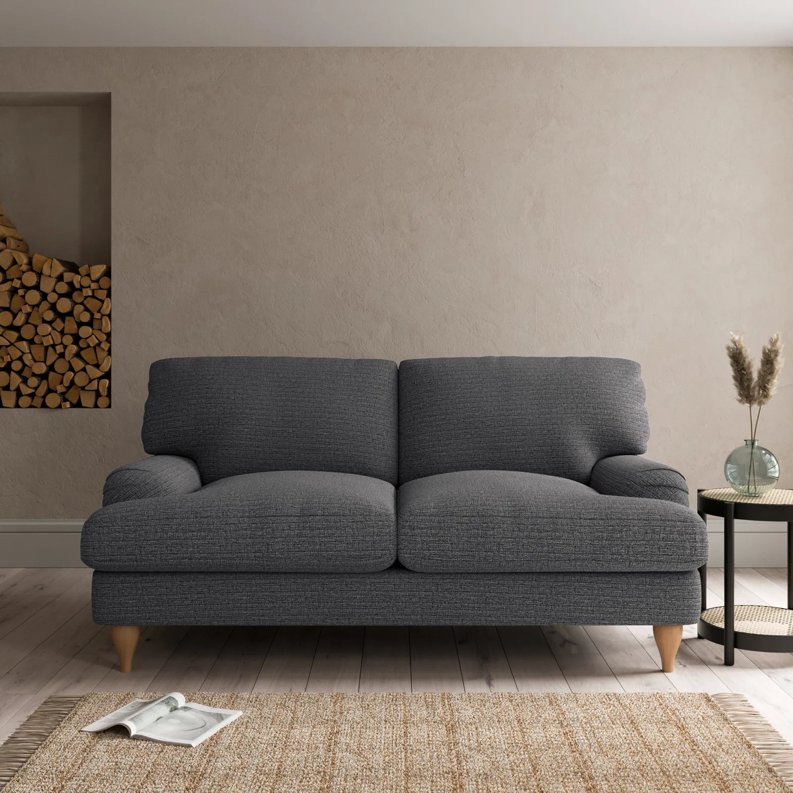Darwin Textured Weave 2 Seater Sofa Grey