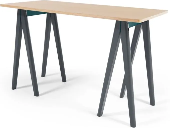 MADE Essentials Hurst Trestle Desk, Oak and Grey 