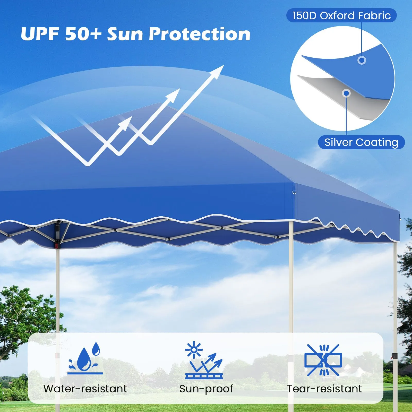 Costway 300 x 300 cm Pop up Canopy Tent Portable Foldable Patio Shelter in Blue 5
