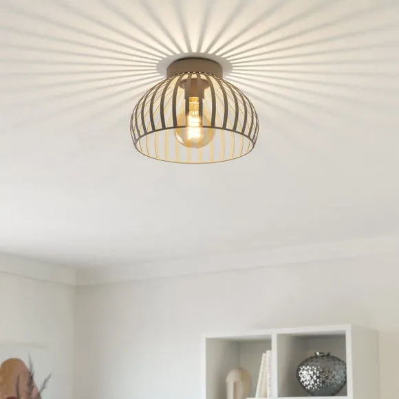 EGLO Mogano Scandi Caged Semi Flush Ceiling Light
