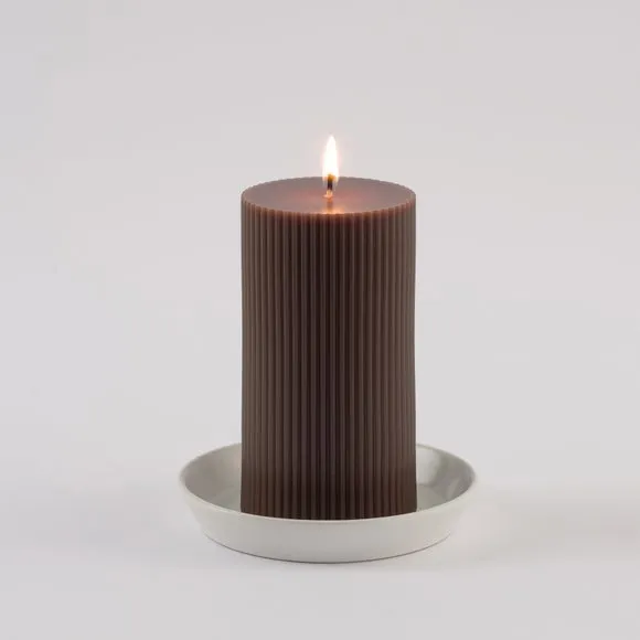 Unscented Ribbed Pillar Candle 1