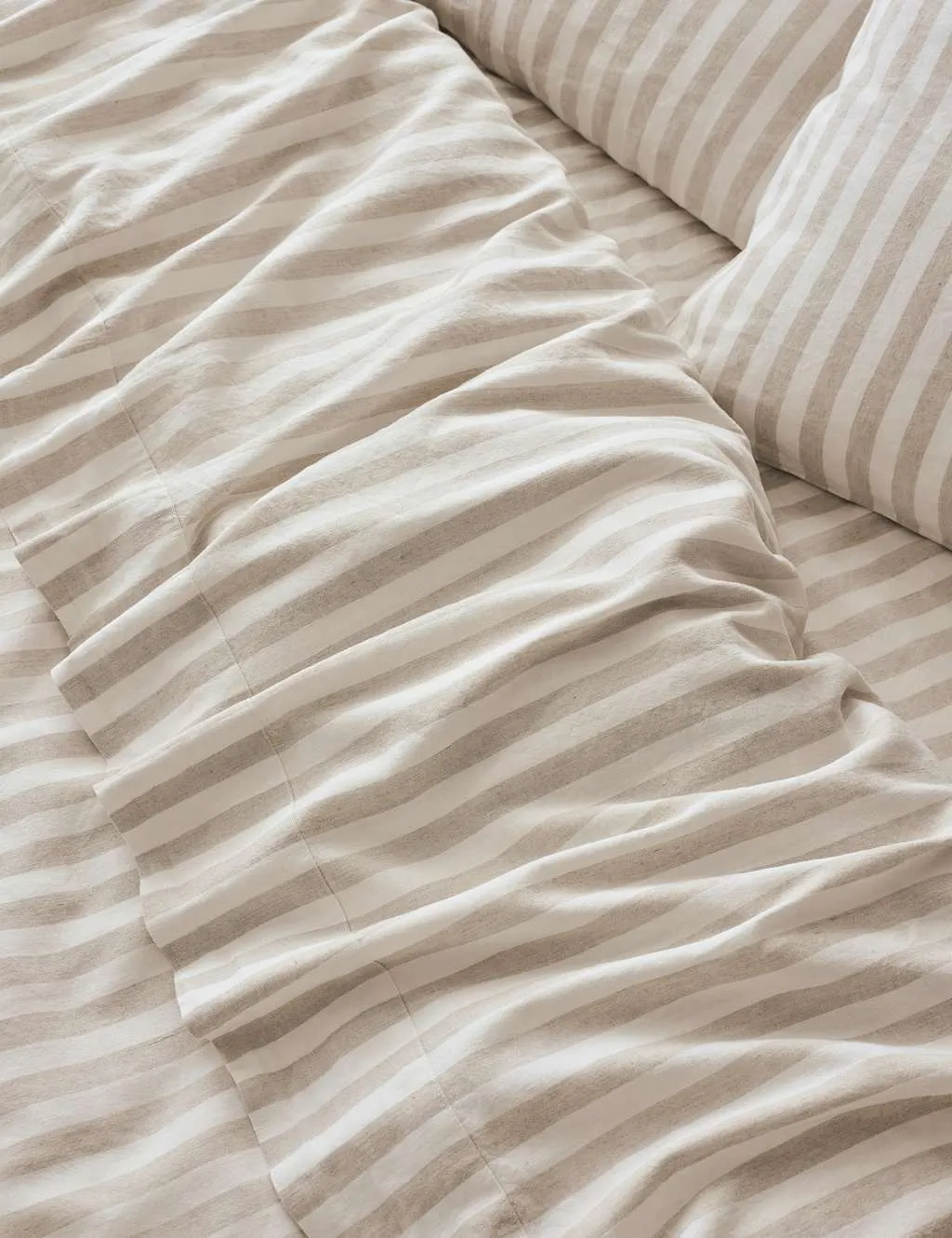 Piglet In Bed Linen Blend Striped Flat Sheet Ivory Mix