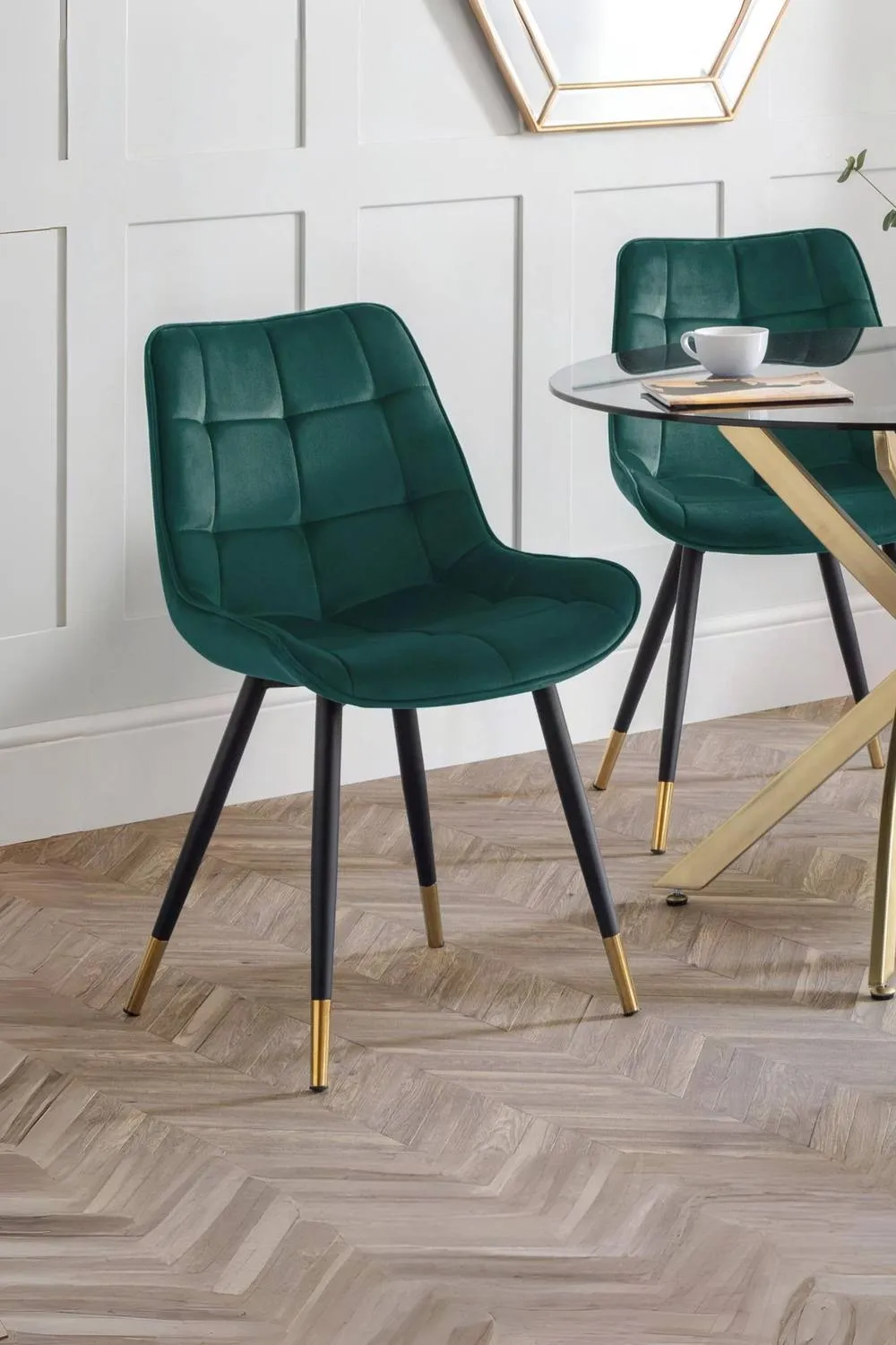 Julian Bowen Hadid Upholstered Dining Chair (Set of 2) in Green