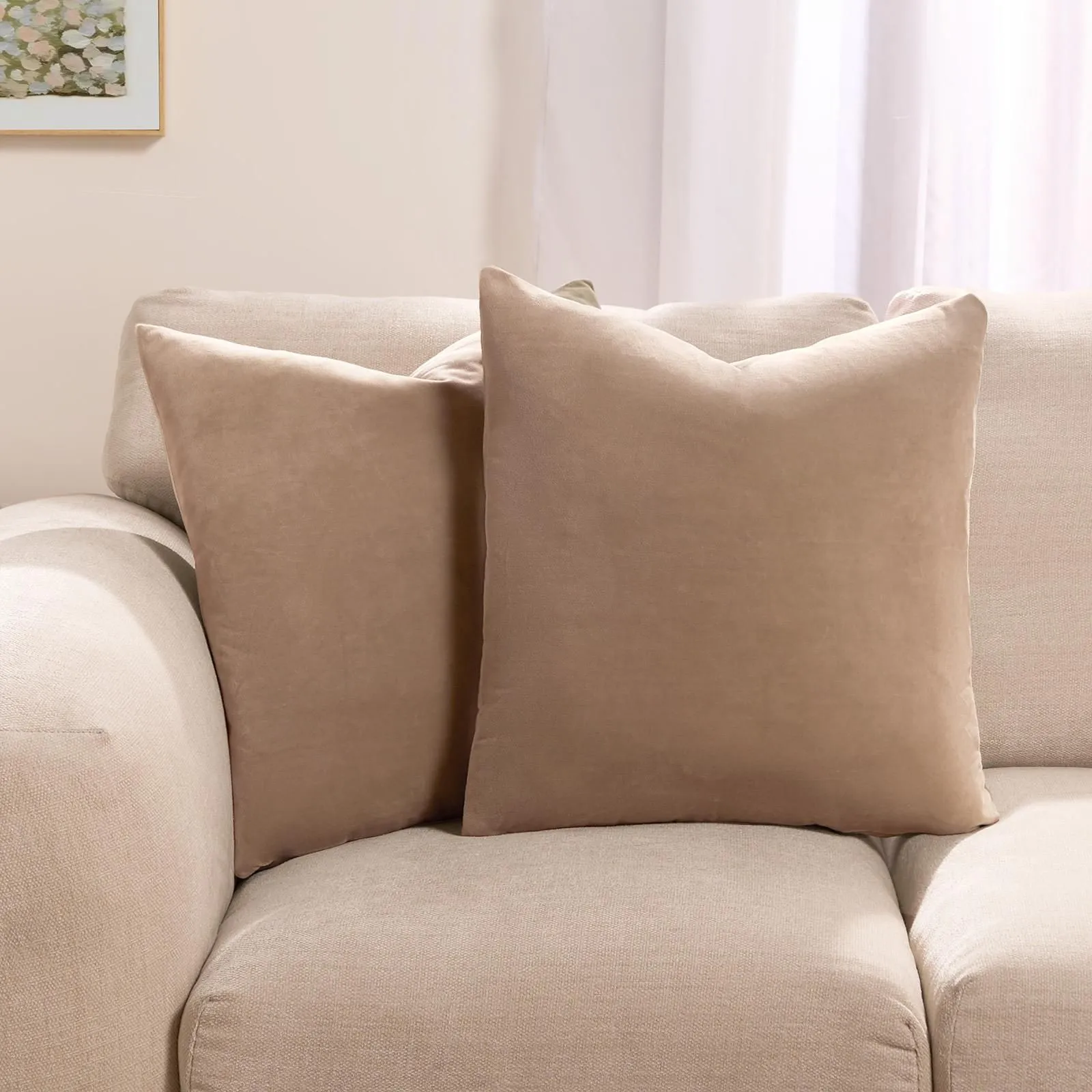 OHS 2 x Matte Velvet Cushion Covers in Natural