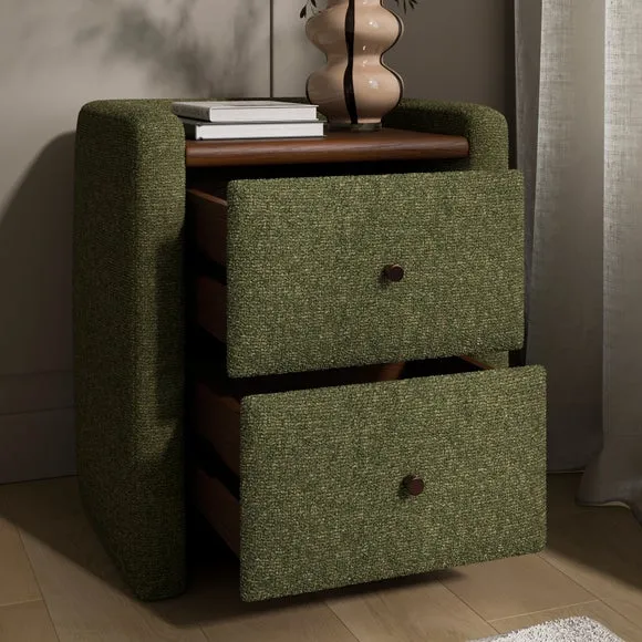 Squidge 2 Drawer Boucle Bedside Table 2