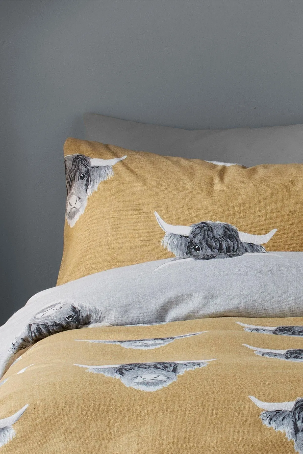 Fusion 'Highland Cow' Brushed Duvet Cover Set in Yellow 2