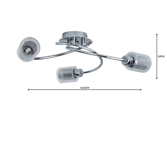 Grace 3 Light Chrome Semi Flush Ceiling Light 5