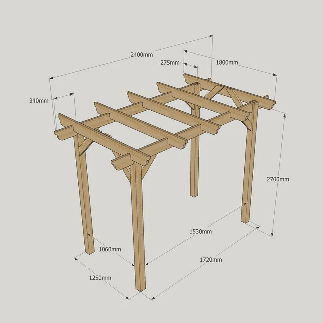Rutland County Garden Furniture Ltd Garden Pergola - Wood - L180 x W240 x H270 cm - Rustic Brown in Light Green 4