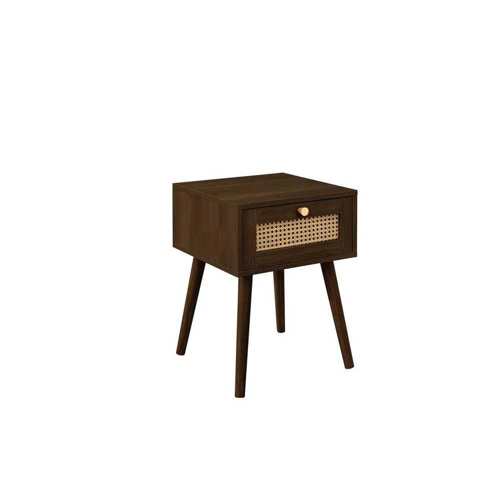 Birlea Bedside 1 Drawer Cabinet Walnut Rattan Croxley Side Table 5