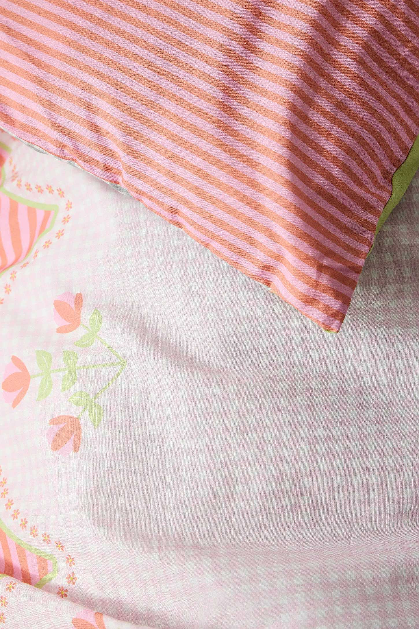 Saffie Floral Gingham Duvet Set - Pink 4