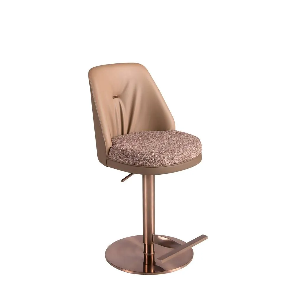 Angel Cerda Fabric Swivel Bar Stool with Leatherette Backrest in Brown 6