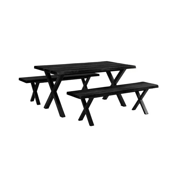 Ezra 6 Seater Rectangular Dining Table with 2 Benches 4