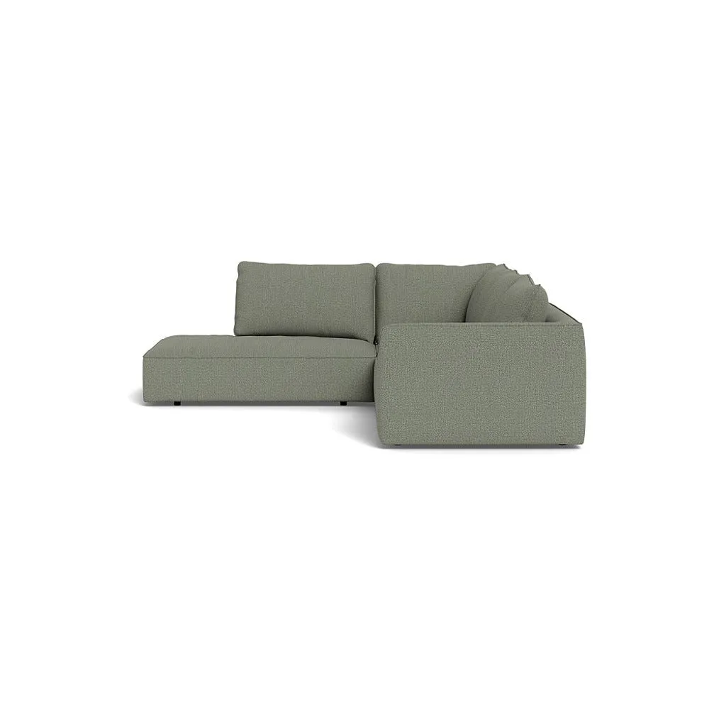 Heal's Morven Left Hand Facing Large Corner Sofa Boucle Tweed Lapis Black Feet 1