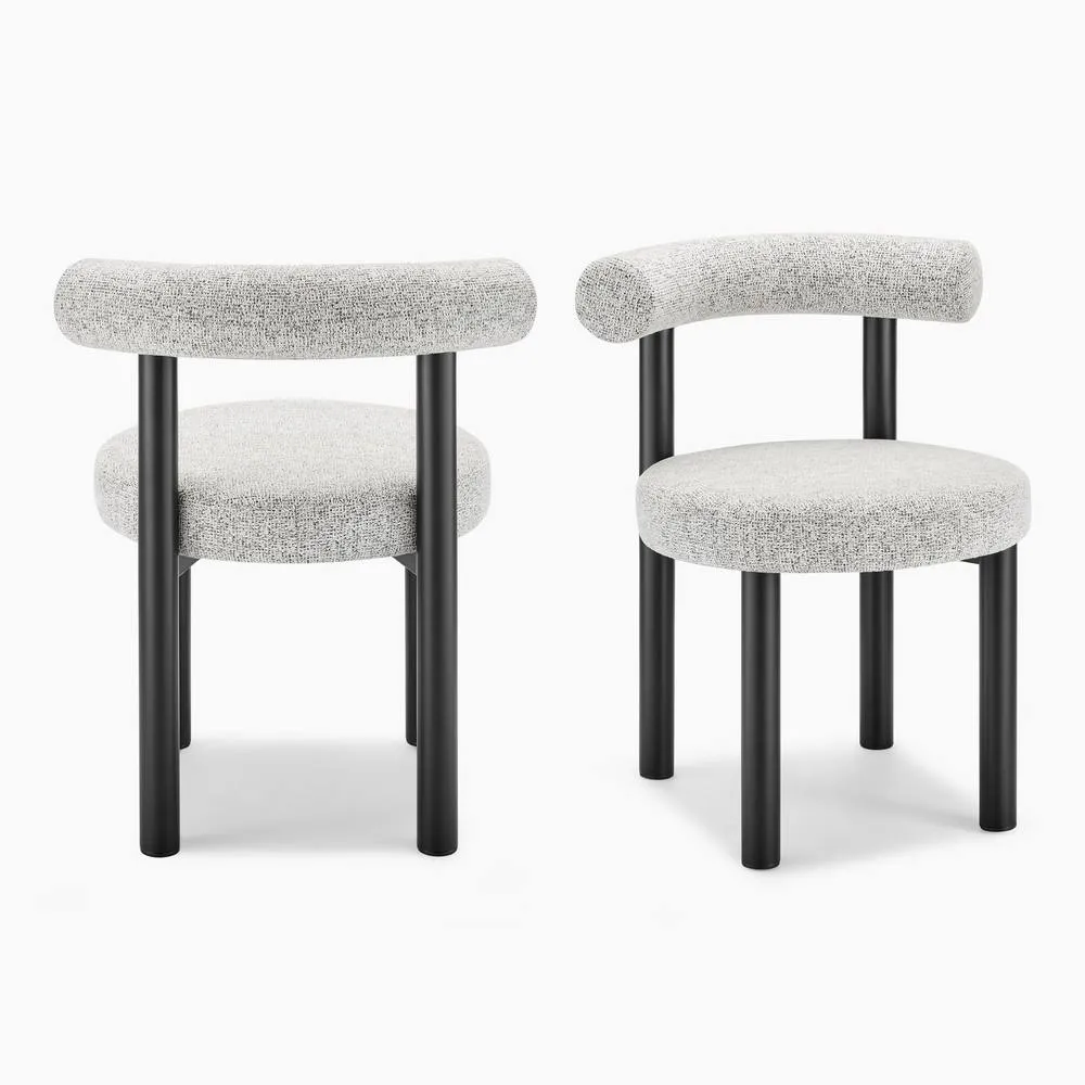 FurnitureboxUK 2x Isola Grey Fabric Dining Chairs Black Legs 5