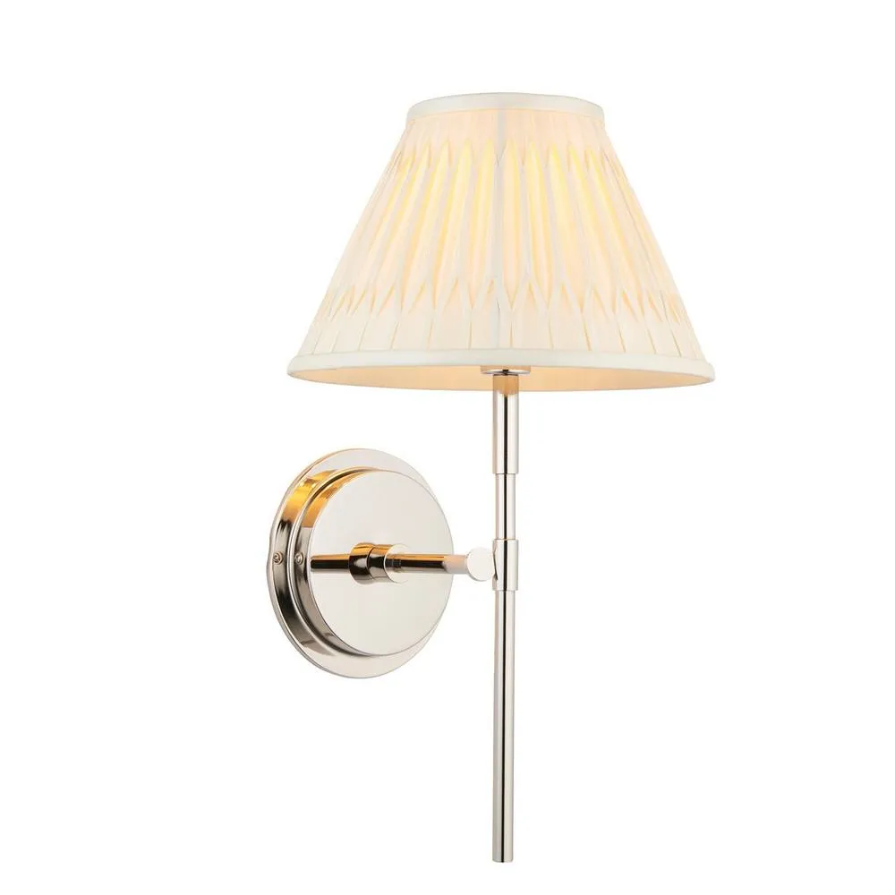 Endon Collection Rennes & Chatsworth Wall Lamp With Shade Bright Nickel Plate & Ivory Silk, Grey
