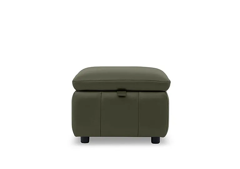 Dolomite Leather Storage Footstool - Oslo Pine