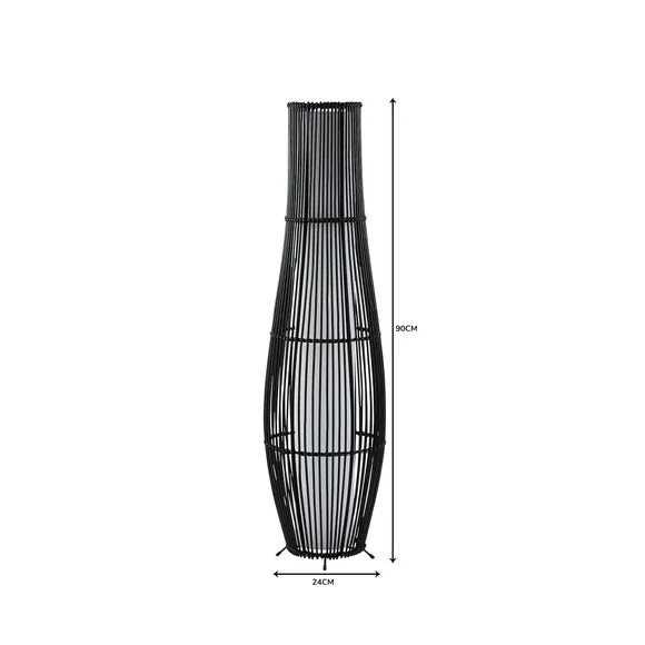 Alec Natural Cane Black Floor Lamp 6