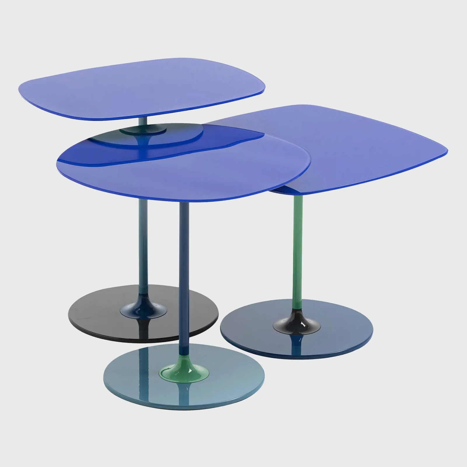 Kartell Thierry Set 3 Side Tables H40+H45+H50 Blue Glass | Barker & Stonehouse 4