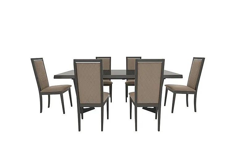 Palazzo 160cm Extending Dining Table in Silver Birch with 6 Rombi Chairs - Aquos Taupe
