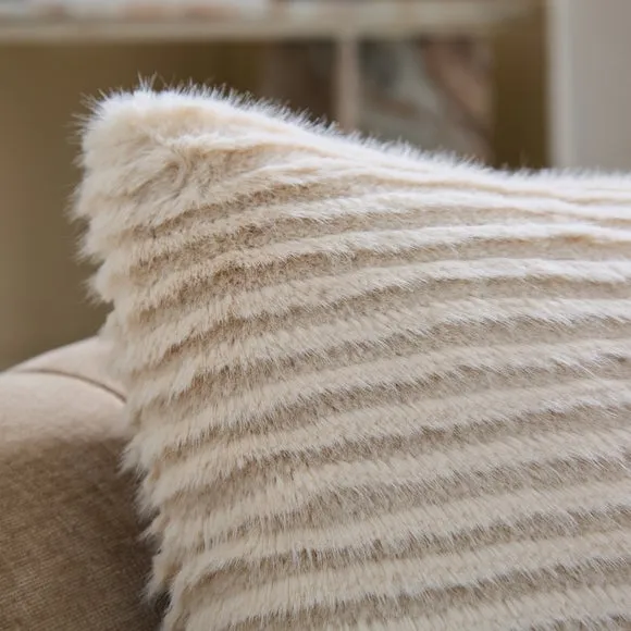 Ribbed Faux Fur Square Cushion 2