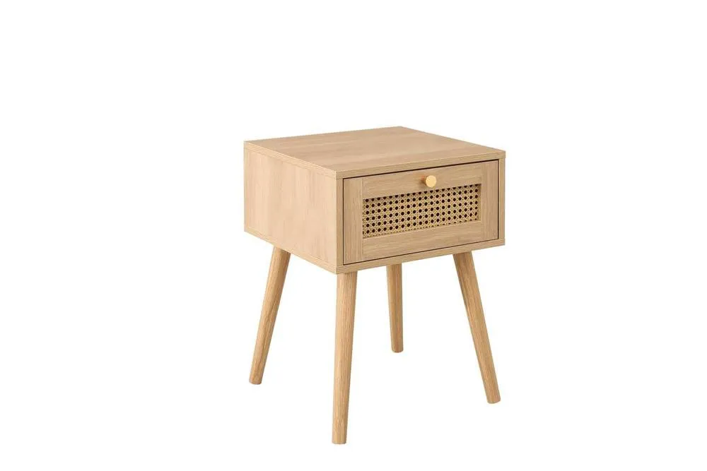 Birlea Pair of Bedside 1 Drawer Cabinet Rattan Croxley Side Table Oak in Light Oak 6