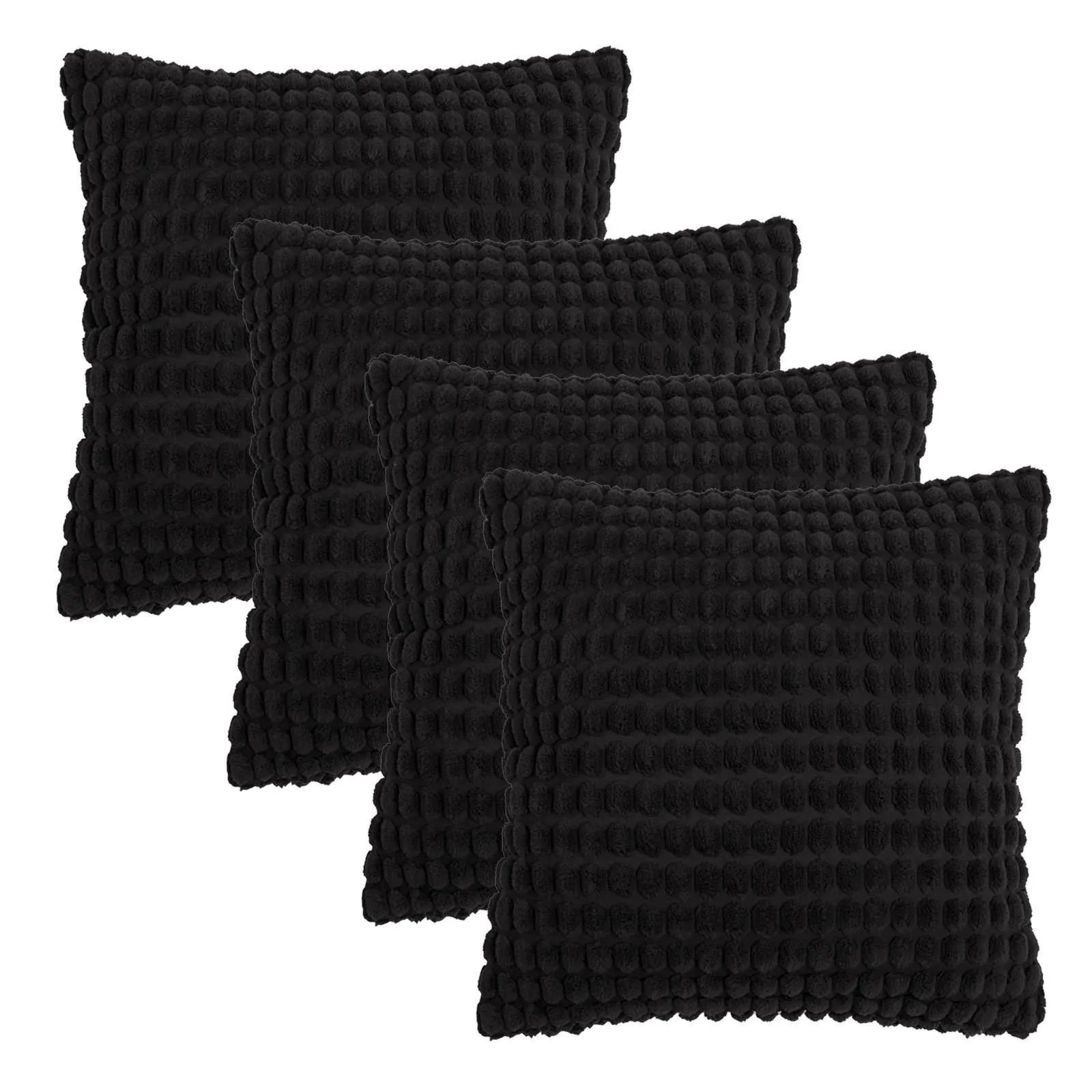 OHS 4 Pack Bobble Cushion Covers Home Decor Set in Black