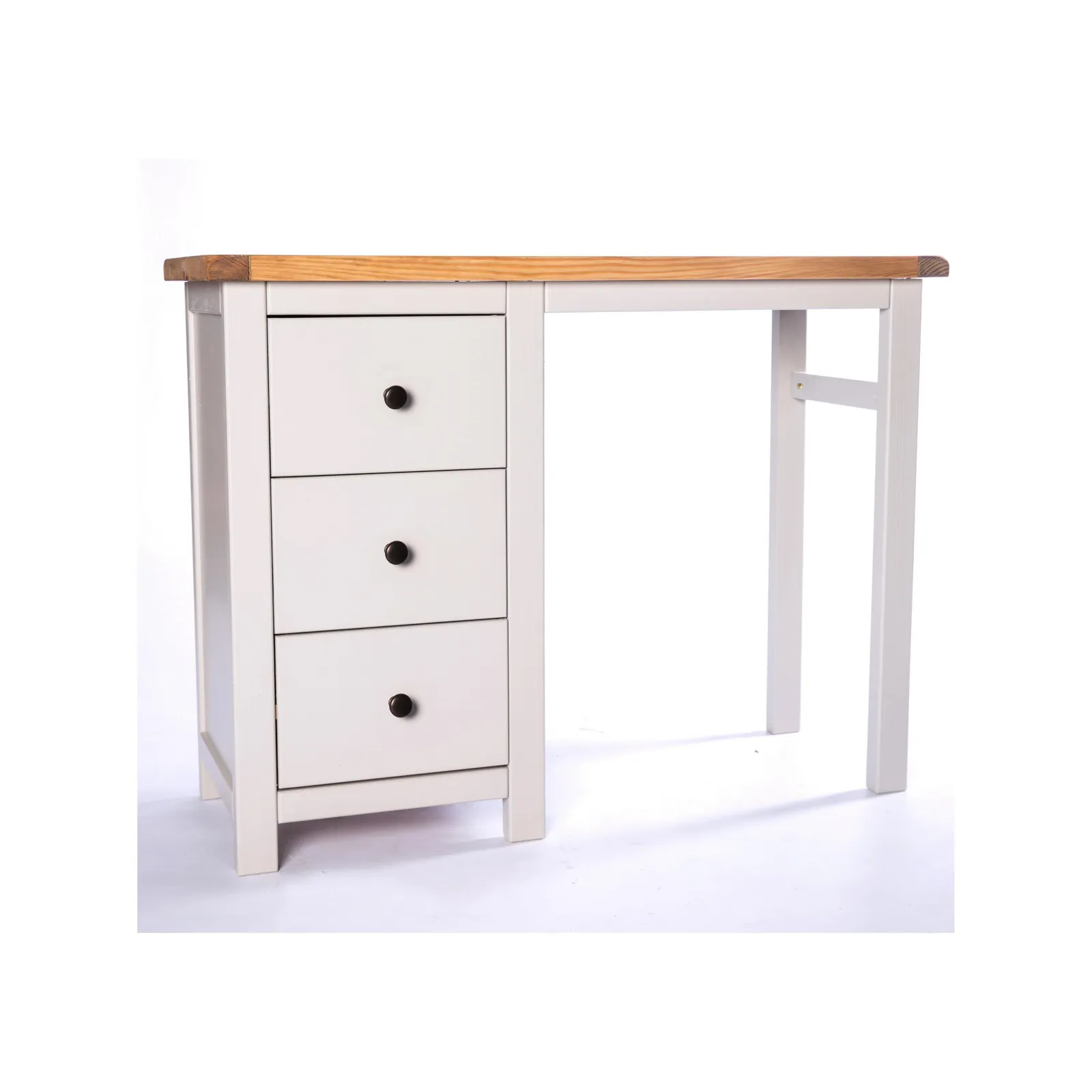 Cabinet Bits Argenta 3 Drawer Dressing Table Set Brass Knob in Light Grey 3