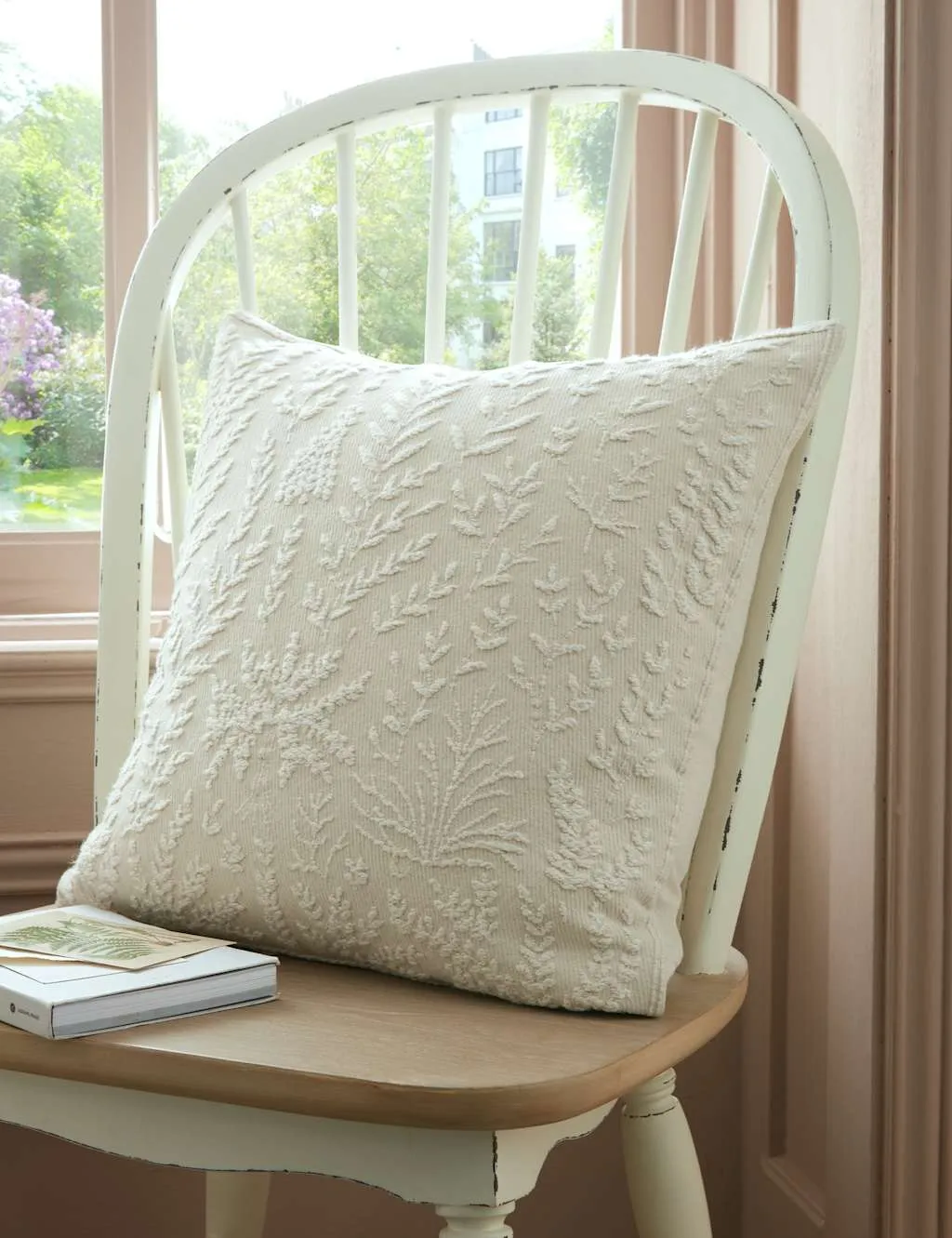 Laura Ashley Felsham Textured Botanical Cushion Natural