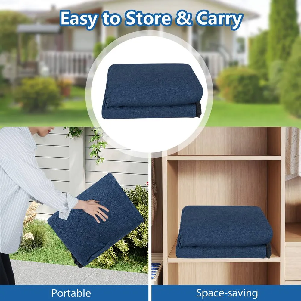 Costway Double Inflatable Couch Portable Blow Up Sofa with Detachable Cover in Blue 5