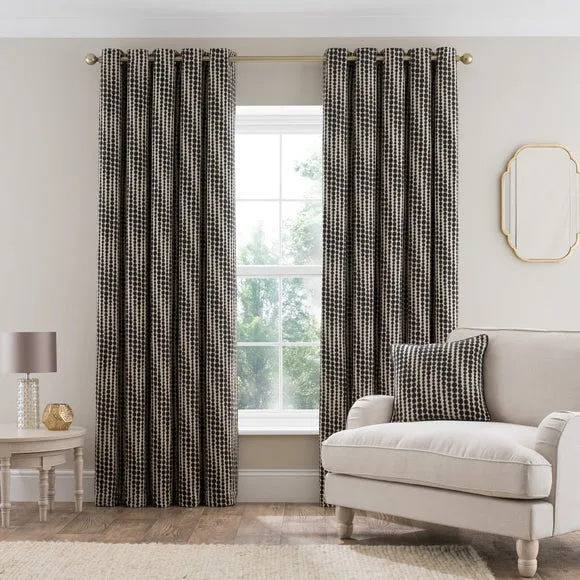 Gradient Spot Chenille Eyelet Curtains 2