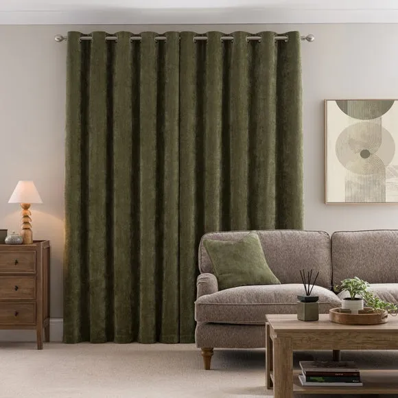 Soft Chenille Herringbone Eyelet Curtains 4