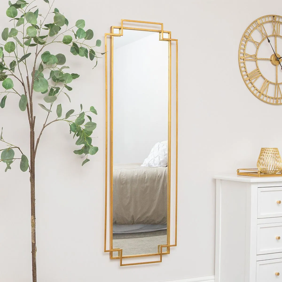 Melody Maison Gold Art Deco Wall Mirror 142cm X 47cm