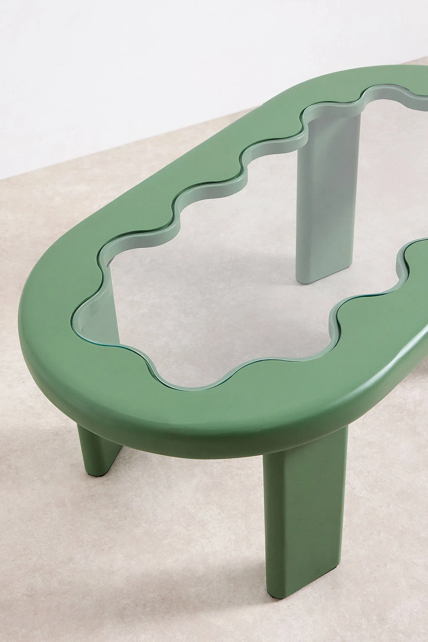 Green Wavy Scalloped Coffee Table - Green 4