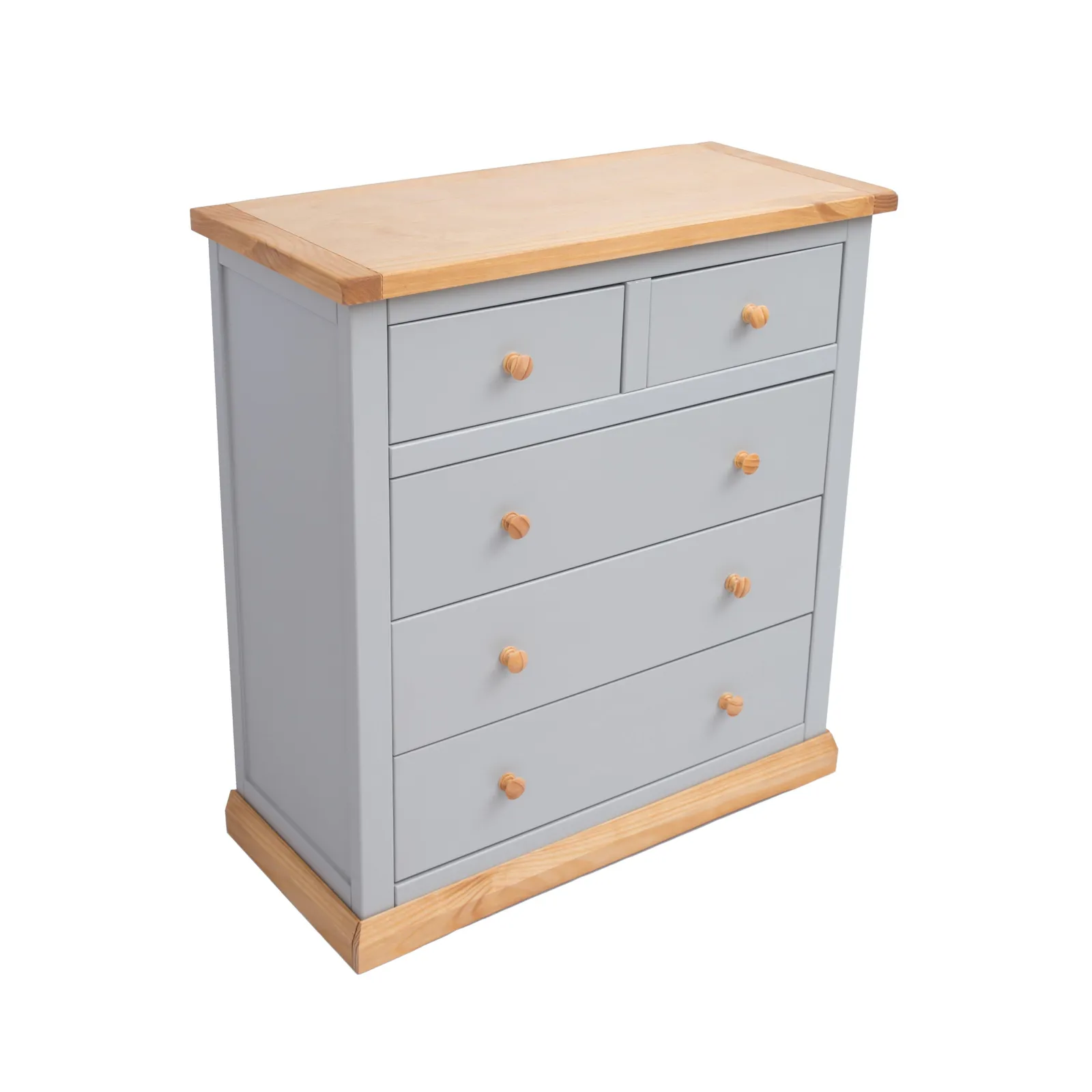 Cabinet Bits Bomporto 5 Drawer Chest of Drawers Wood Knob in Light Grey 3