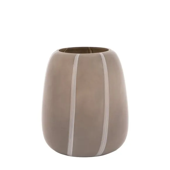 Crossland Grove Taupe Striped Glass Vase (wide), Brown 4