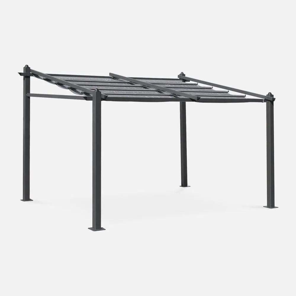 sweeek 3x4m Outdoor Retractable Aluminium Pergola With Canopy in Grey