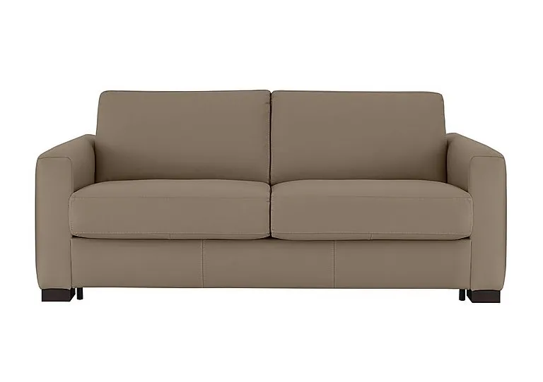 Alcova 3 Seater Leather Sofa Bed with Box Arms - Torello Taupe