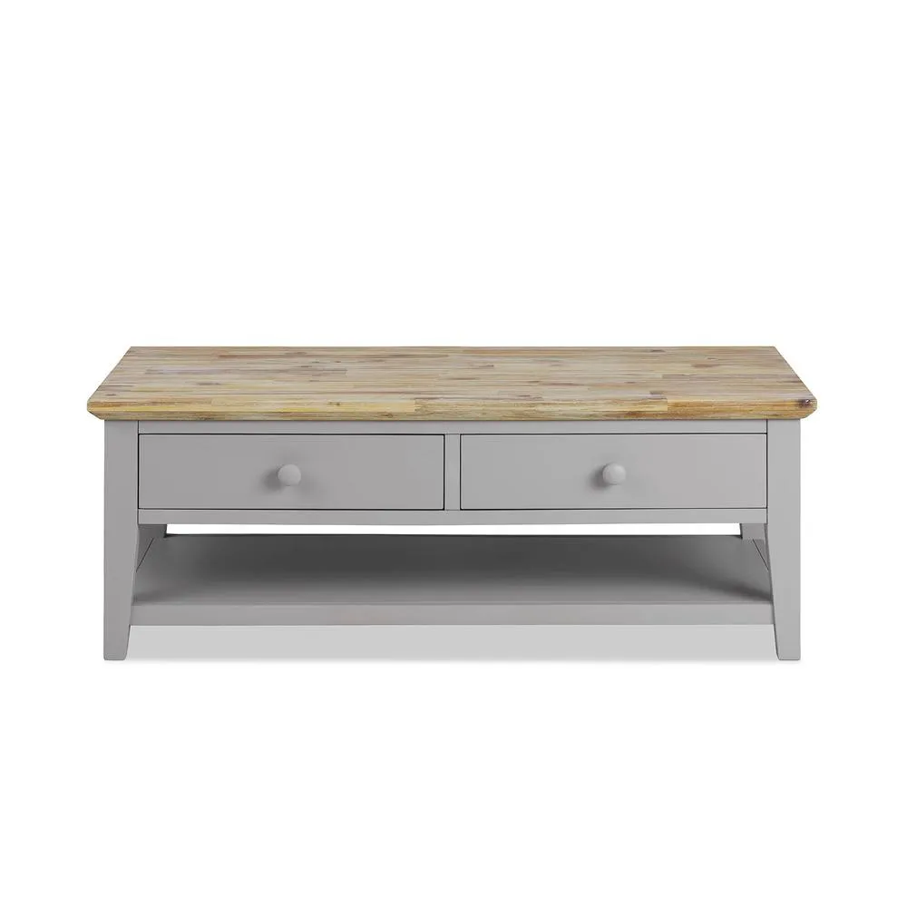 Statement Furniture Florence Coffee Table with Drawers in Light Grey 3